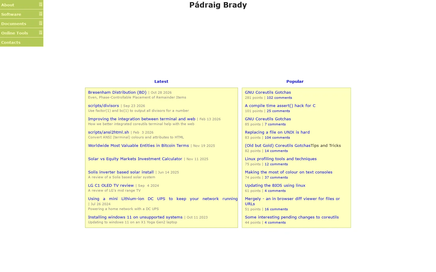 Pádraig Brady 首页截图