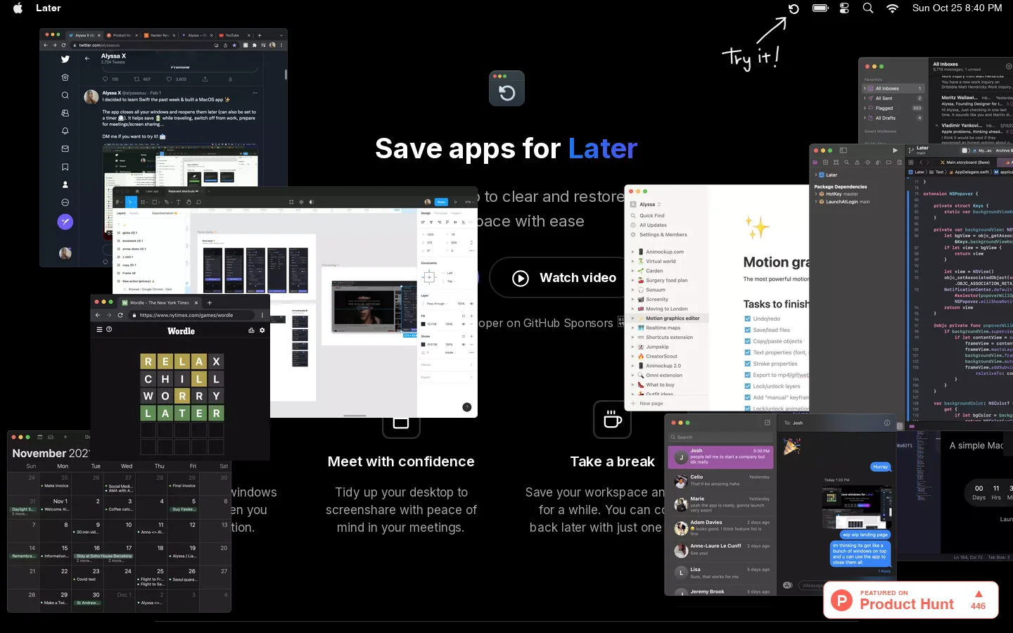 Later - Save your Mac apps for later 首页截图