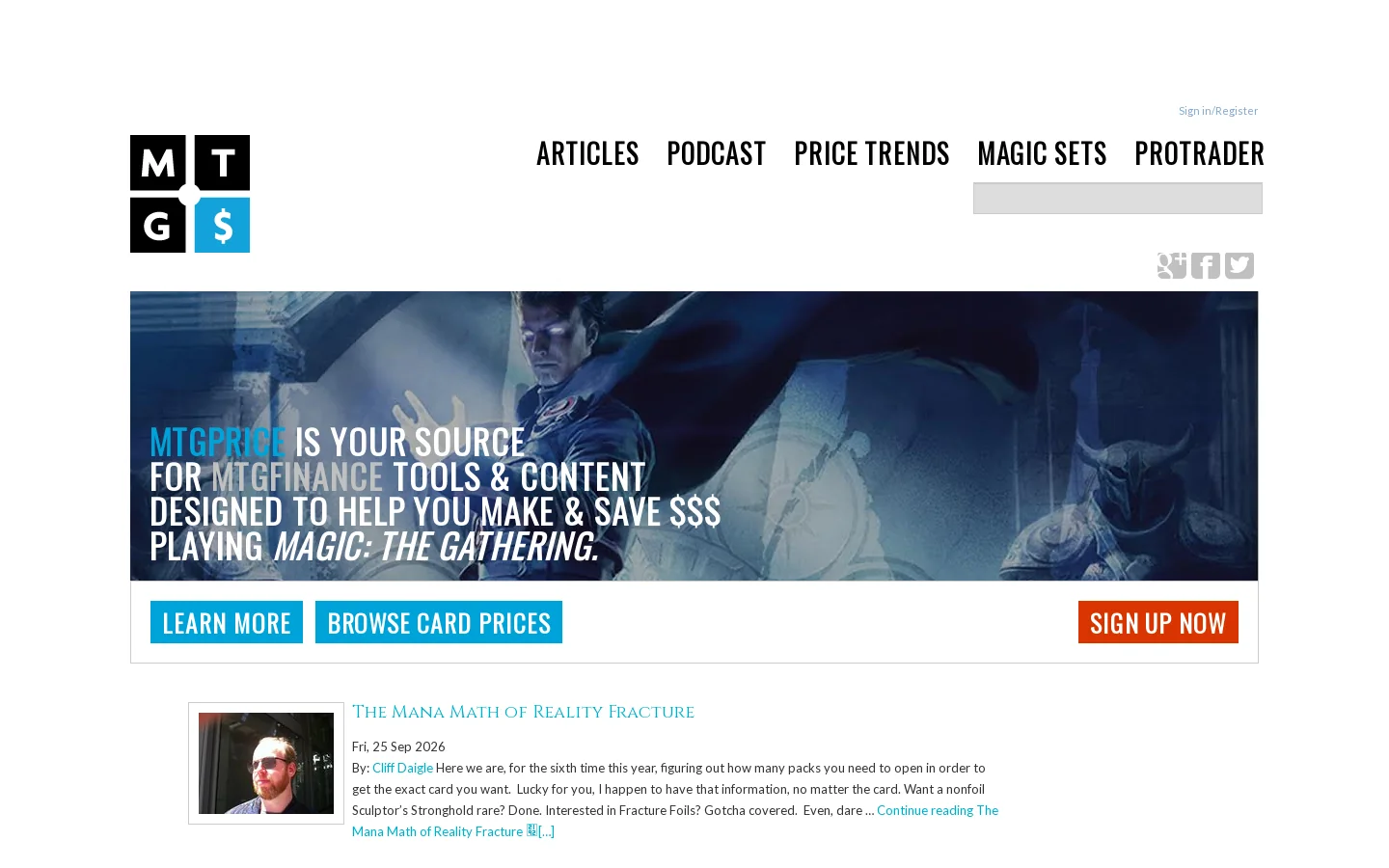 MTGPrice.com 首页截图