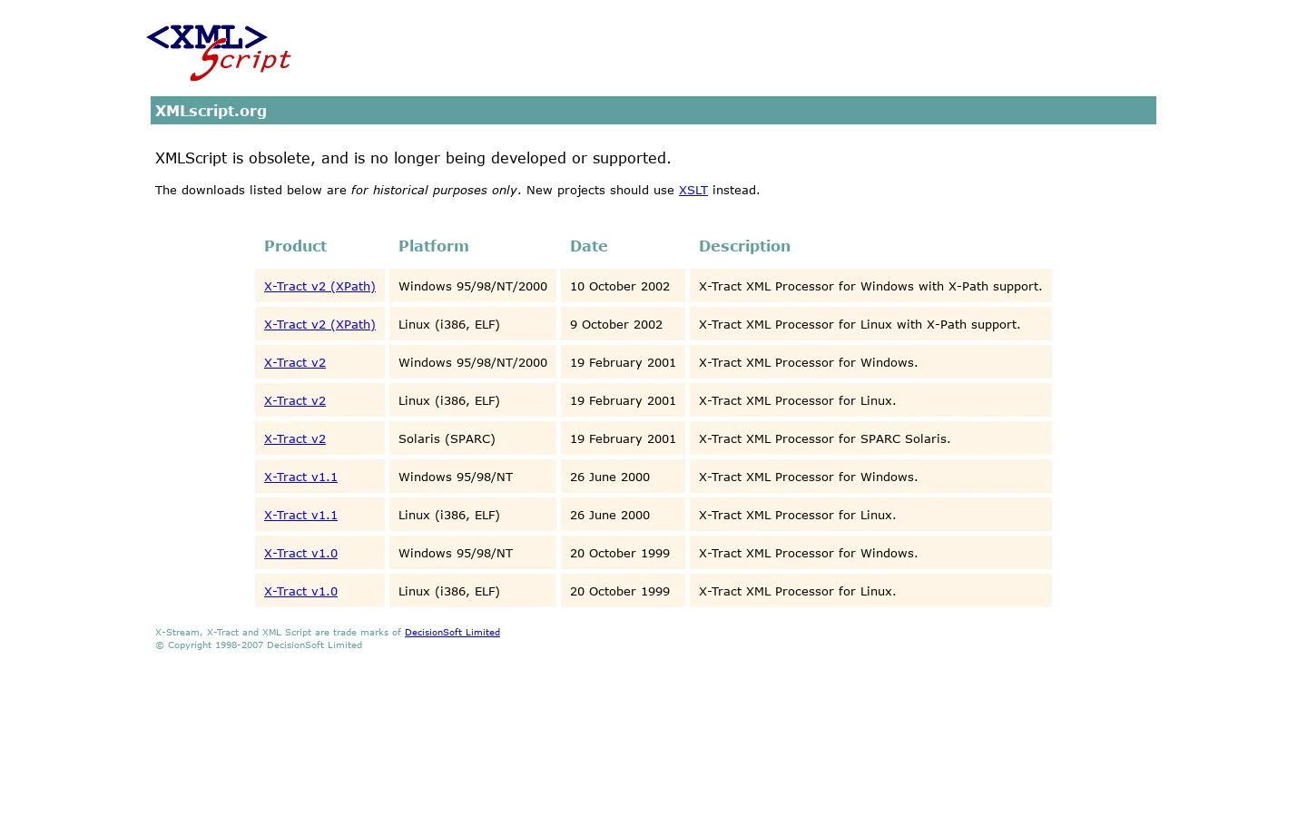 XML Script 首页截图