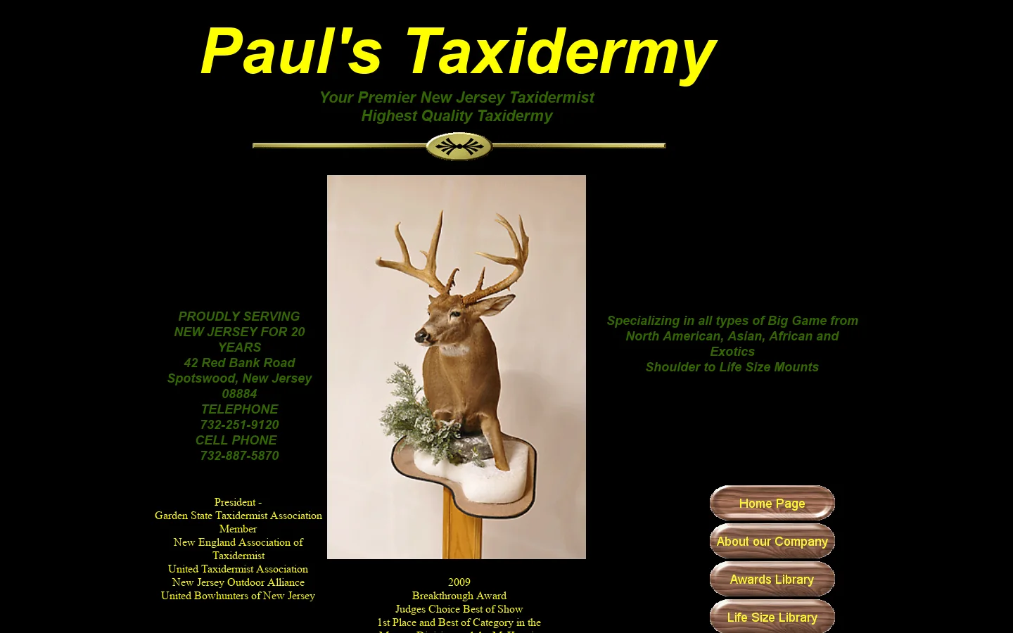 Paul's Taxidermy 首页截图