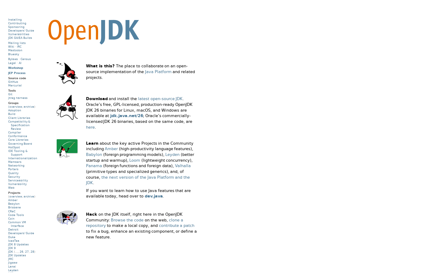 OpenJDK 首页截图
