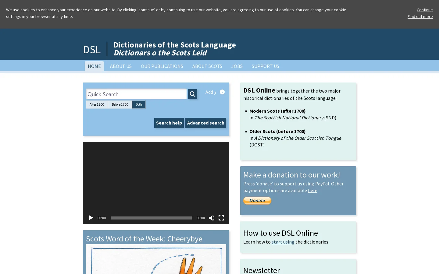 Dictionaries of the Scots Language 首页截图