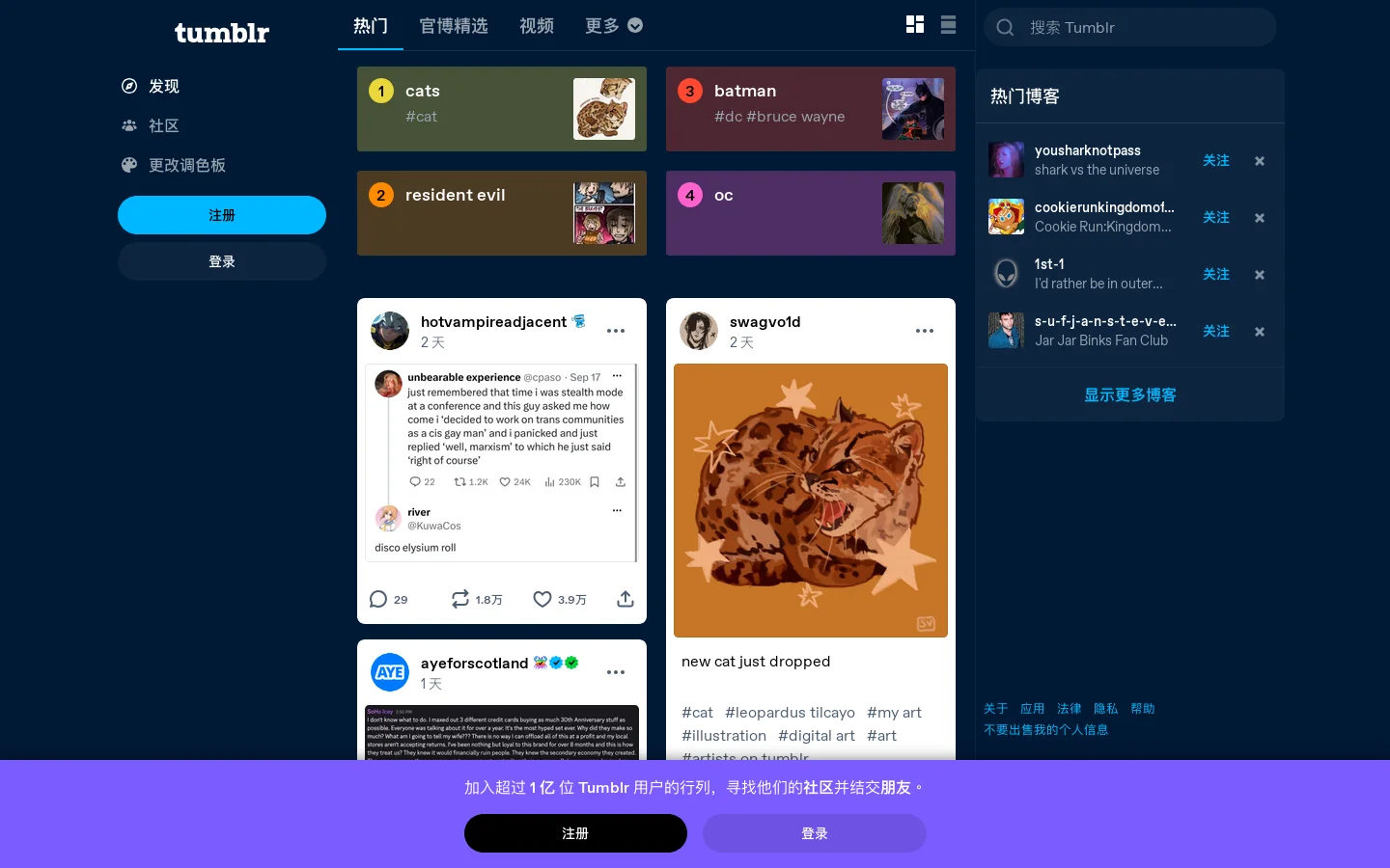 Tumblr 首页截图