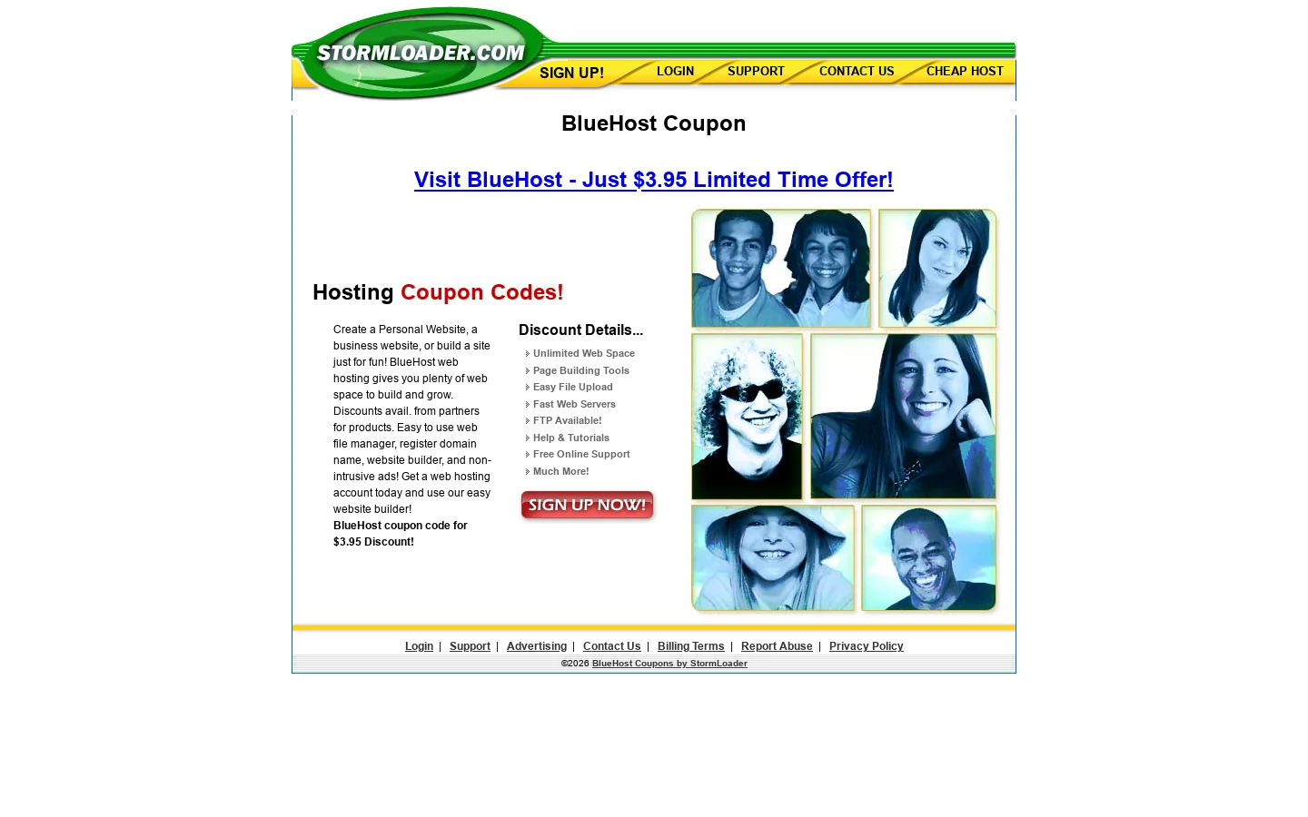 BlueHost coupon offers 43% bluehost discount pricing 首页截图