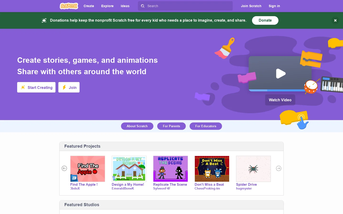 Scratch 首页截图