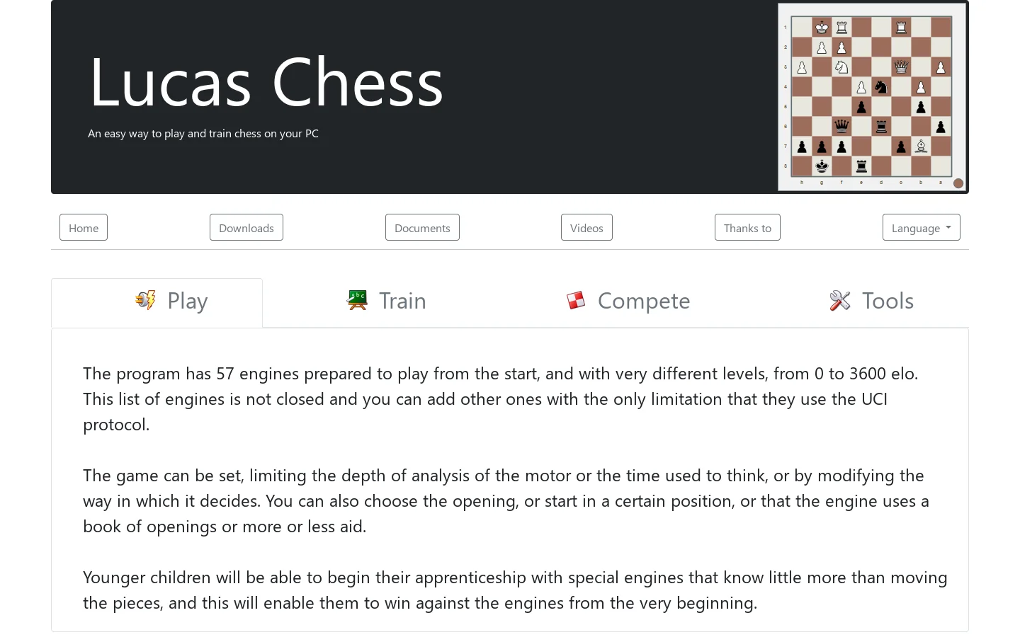 Lucas Chess 首页截图