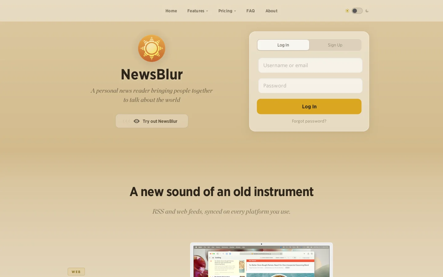 NewsBlur 首页截图