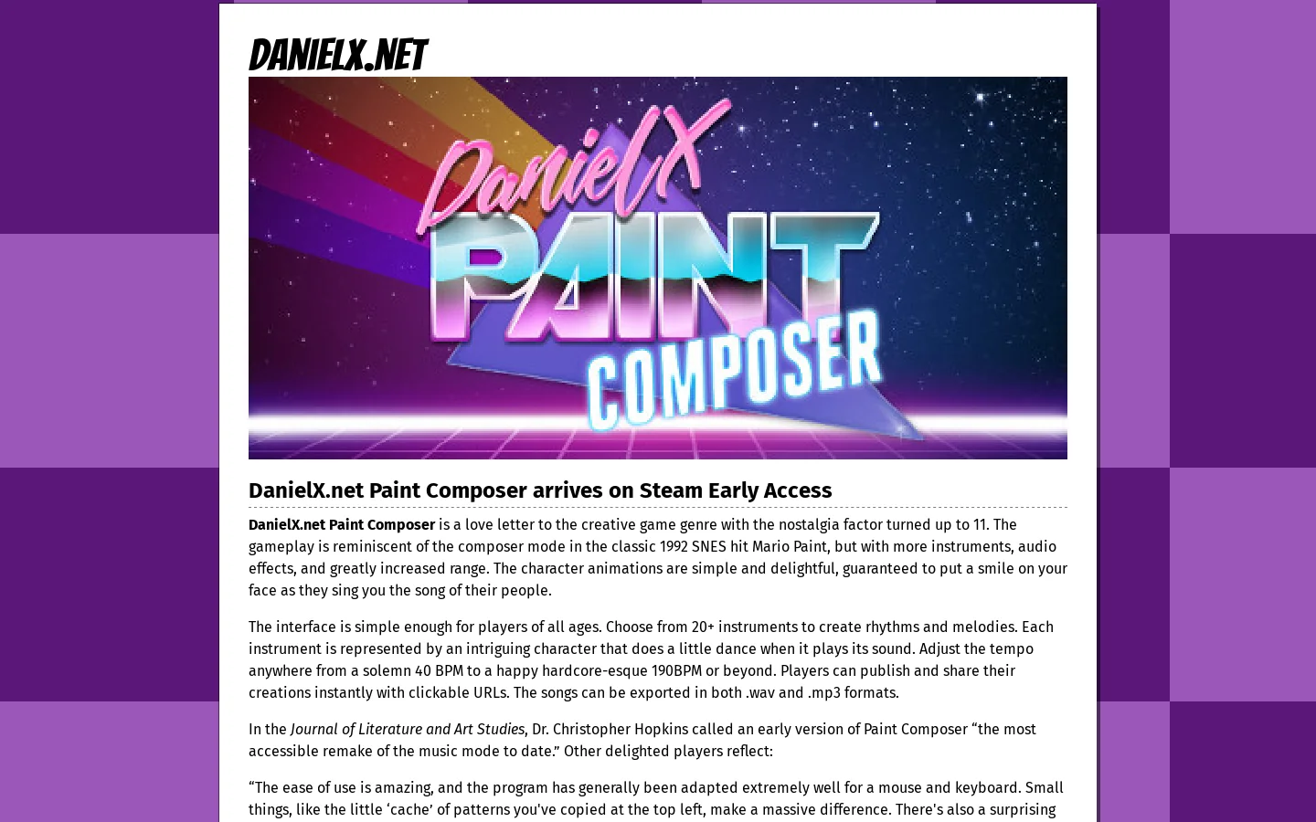 Daniel X's Artisanal Internets 首页截图