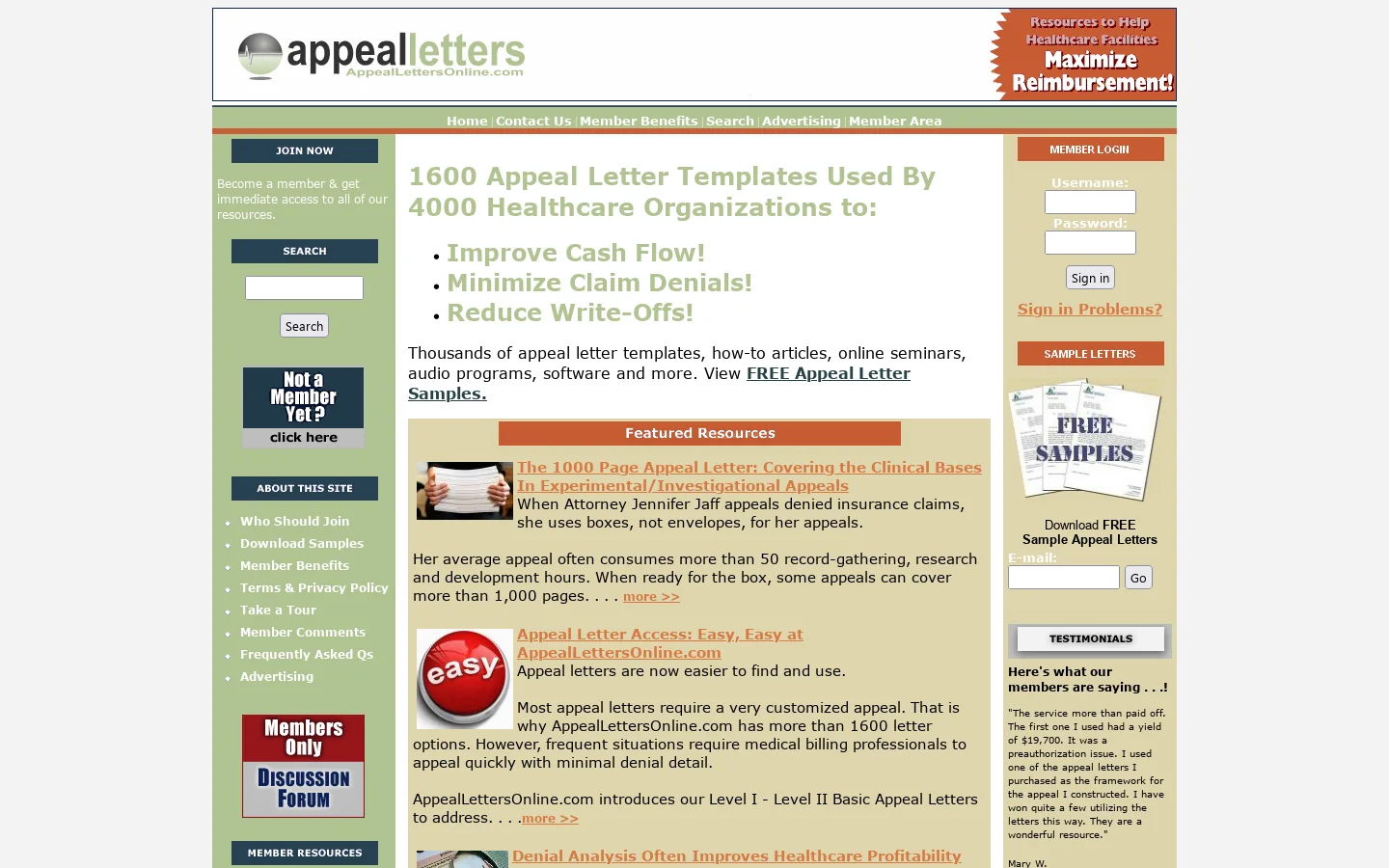 Medical Appeal Letters Sample Online | Health Insurance Claim Letters 首页截图
