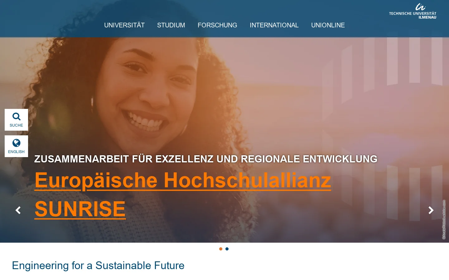 Startseite | Technische Universität Ilmenau 首页截图
