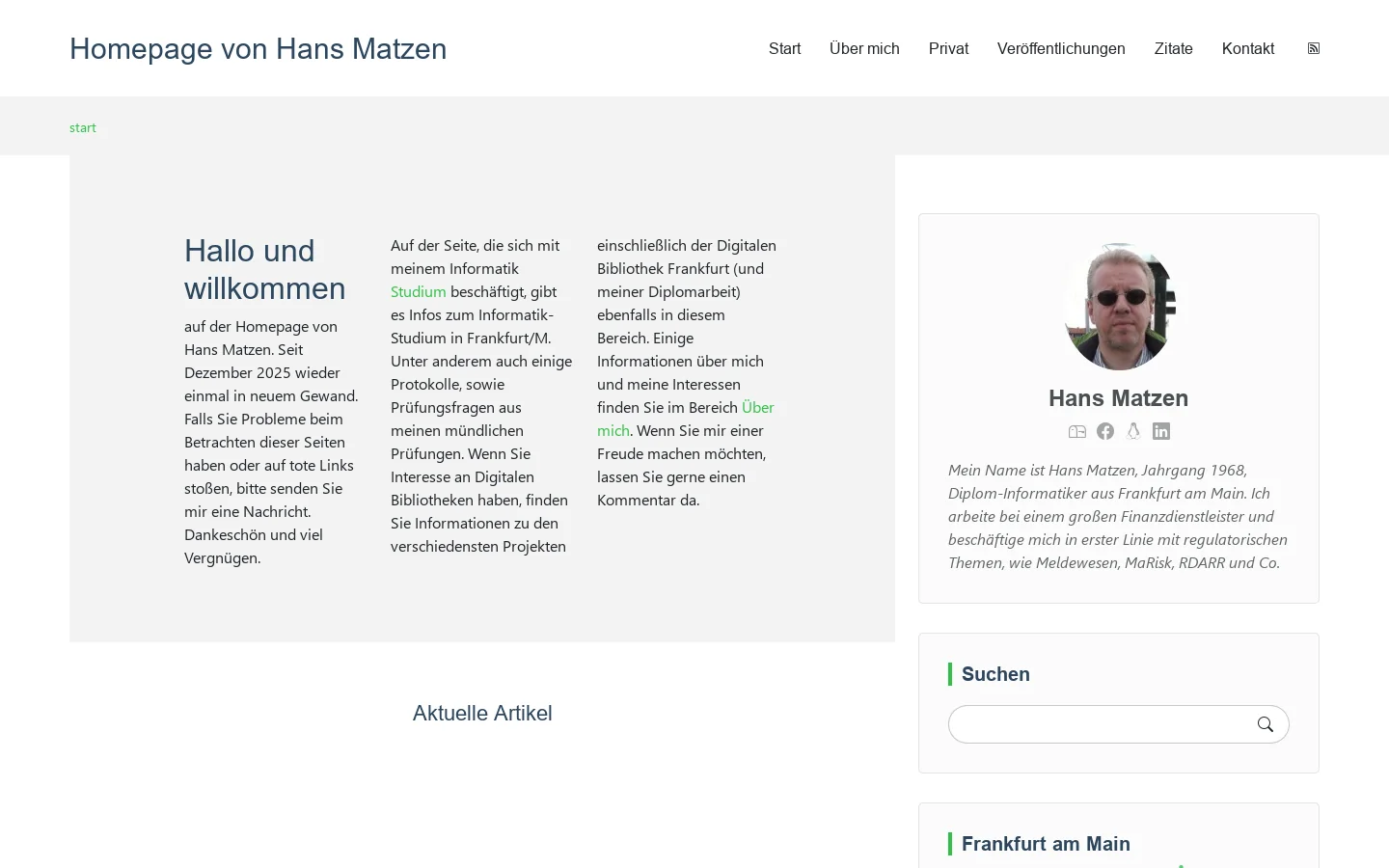 Hompepage von Hans Matzen 首页截图