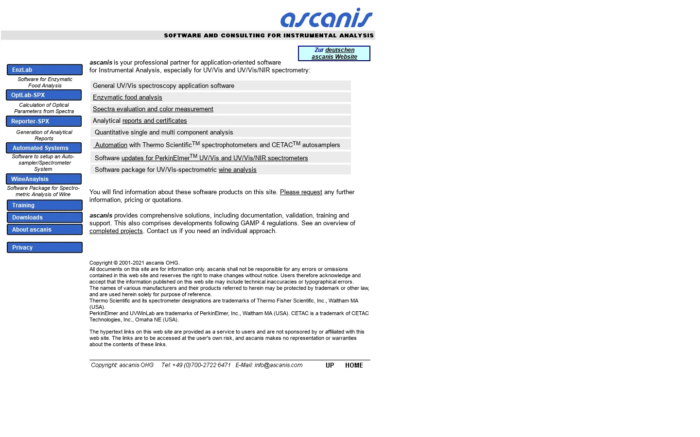 ascanis Software and Consulting For Instrumental Analysis 首页截图