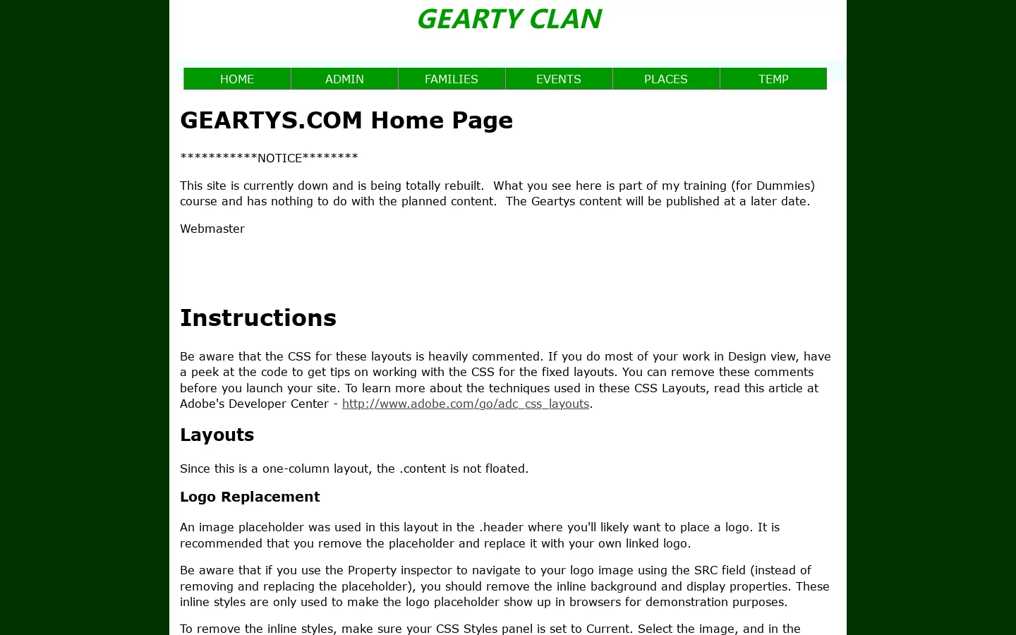 Gearty Clan -An Irish Family History 首页截图