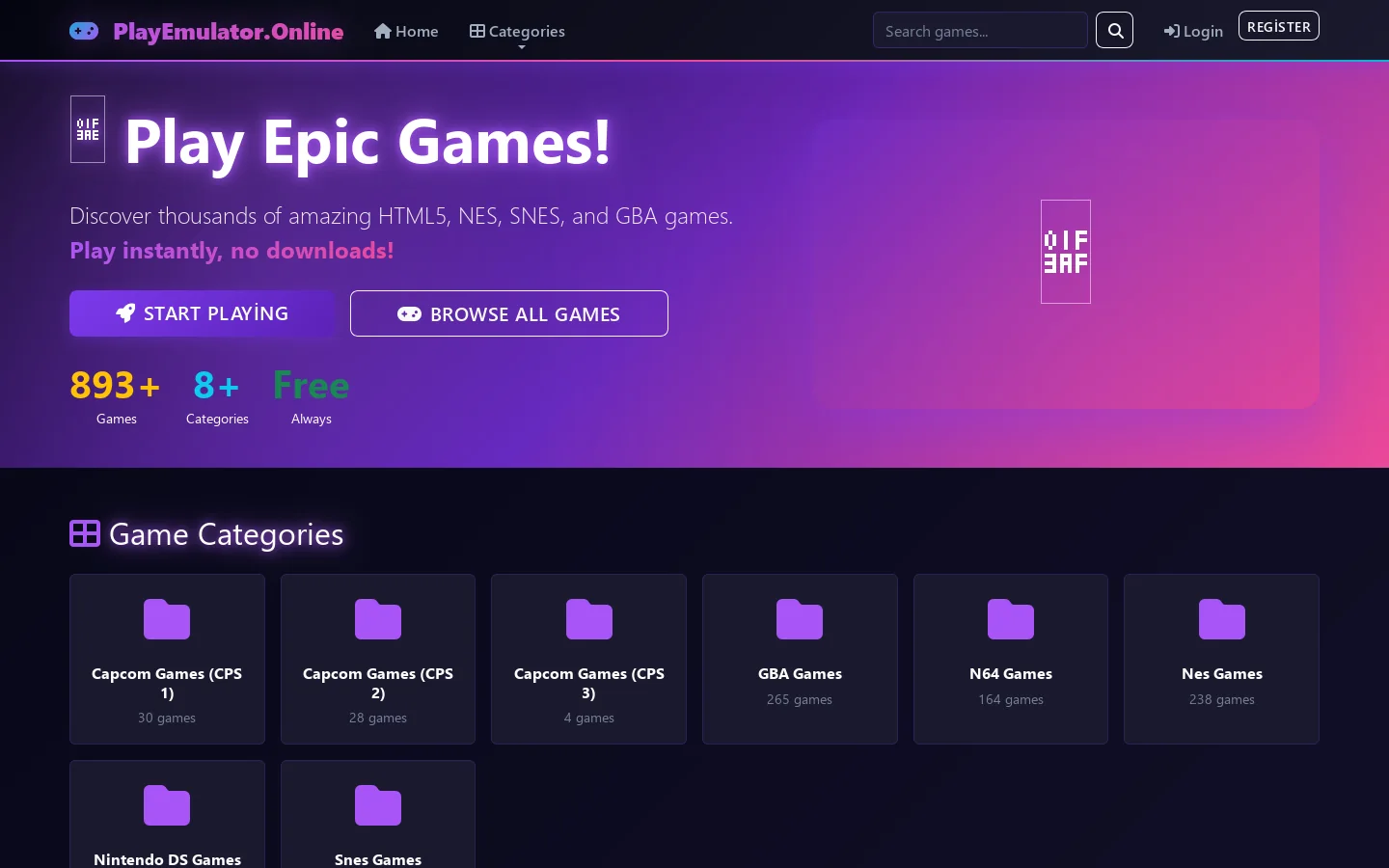 PlayEmulator.Online 首页截图