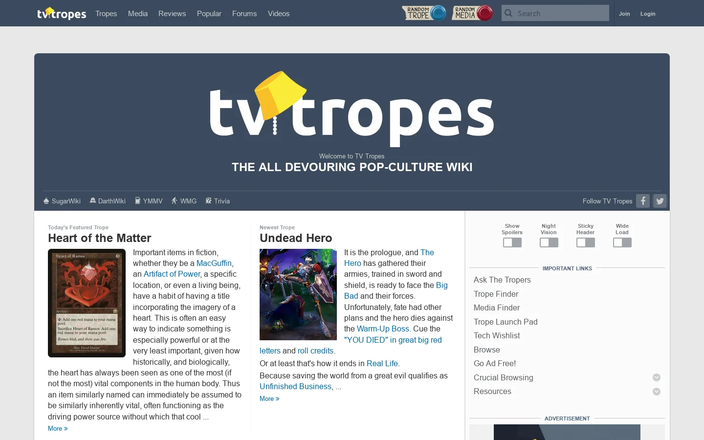 TV Tropes 首页截图