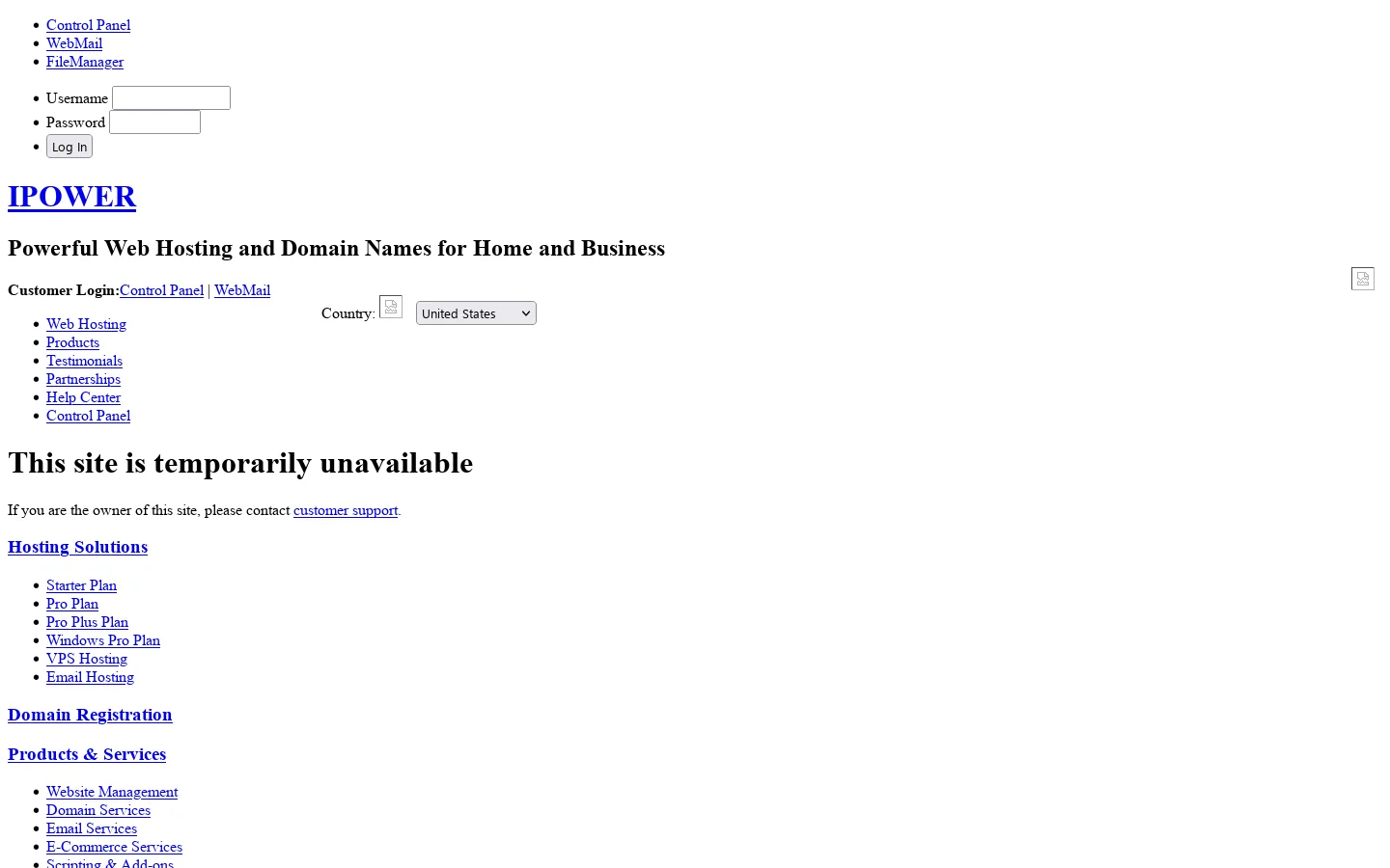This site is temporarily unavailable 首页截图