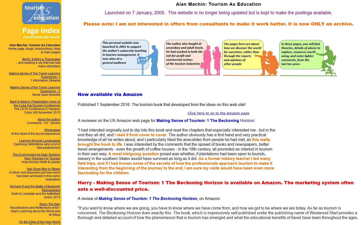 Alan Machin: Tourism As Education 首页截图