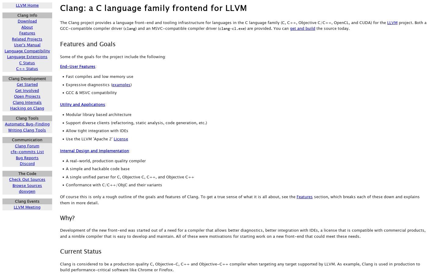Clang C Language Family Frontend for LLVM 首页截图
