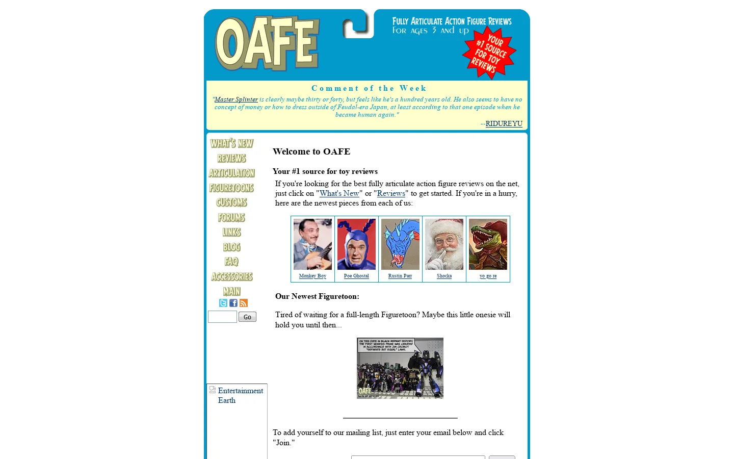 Online Action Figure Entertainment - Your #1 Source for Toy Reviews 首页截图