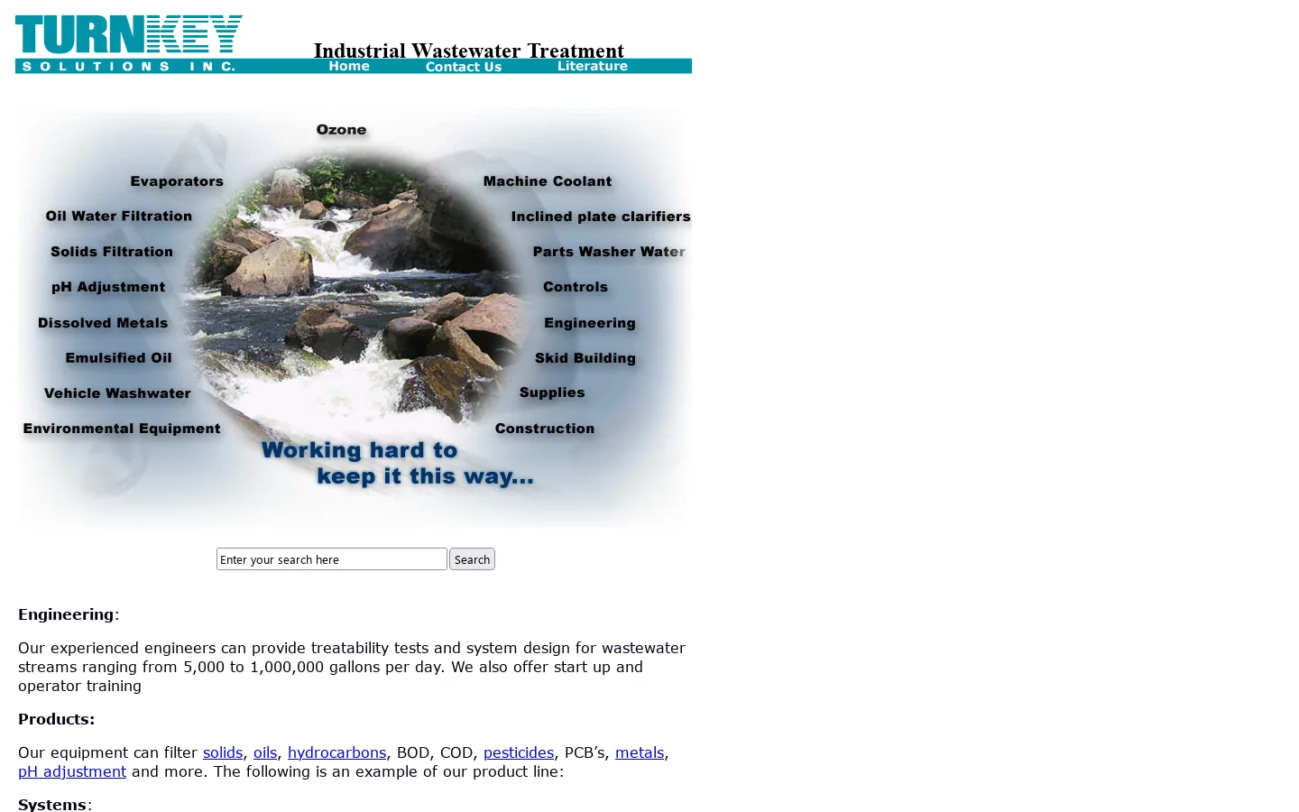 TurnKey Solutions, wastewater treatment systems 首页截图