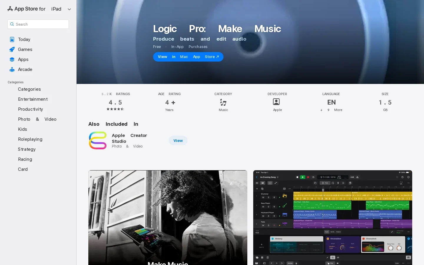 logicpro.apple.com 首页截图