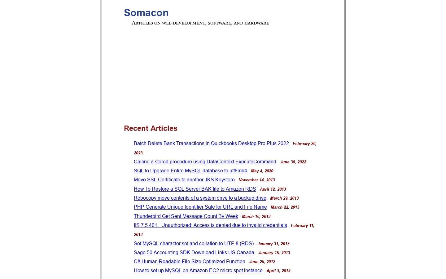 Somacon Weblog 首页截图