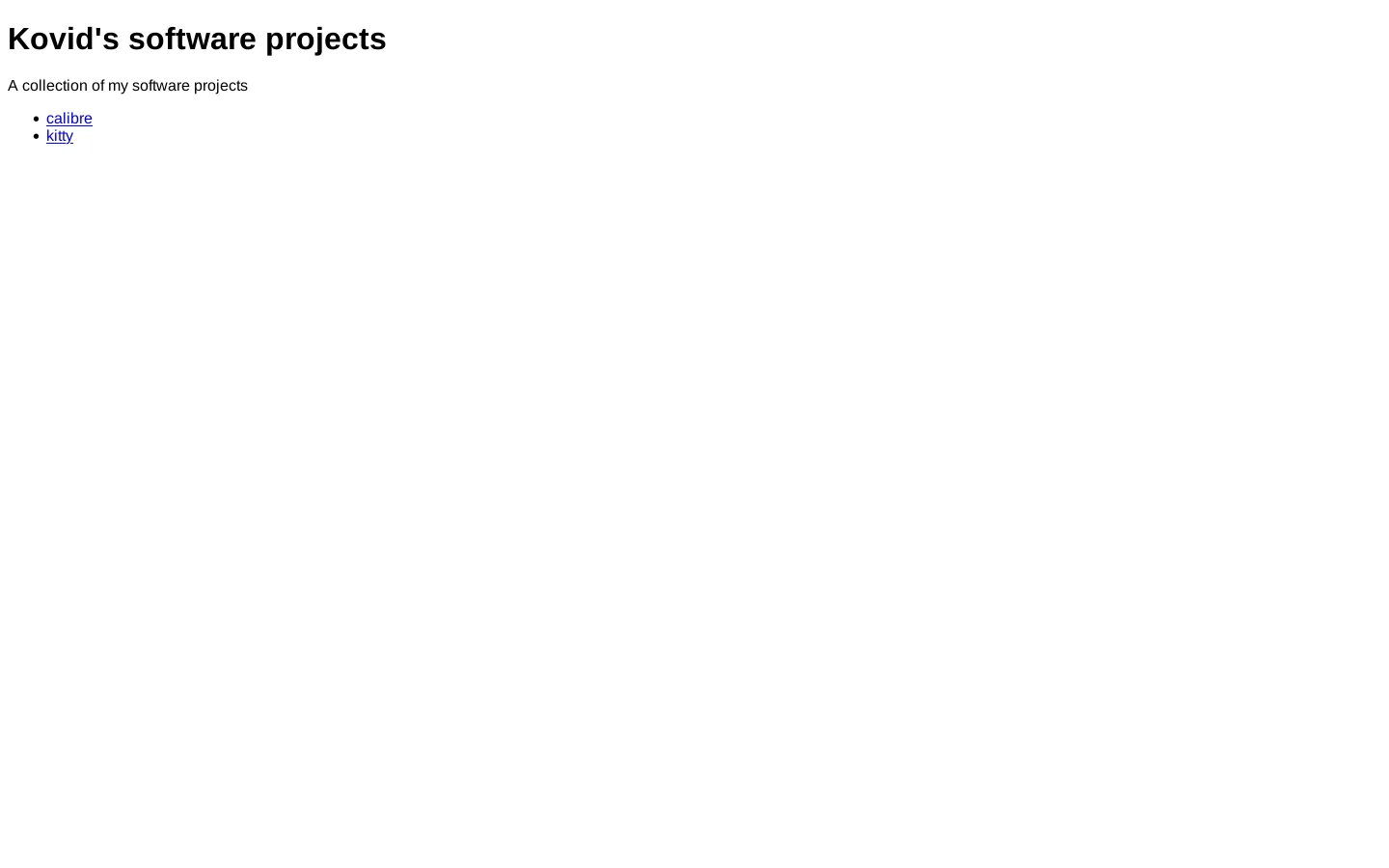 Kovid's software projects 首页截图