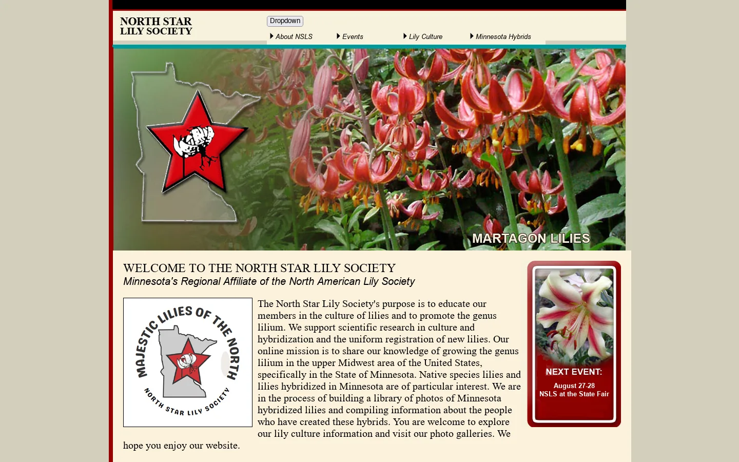 North Star Lily Society 首页截图