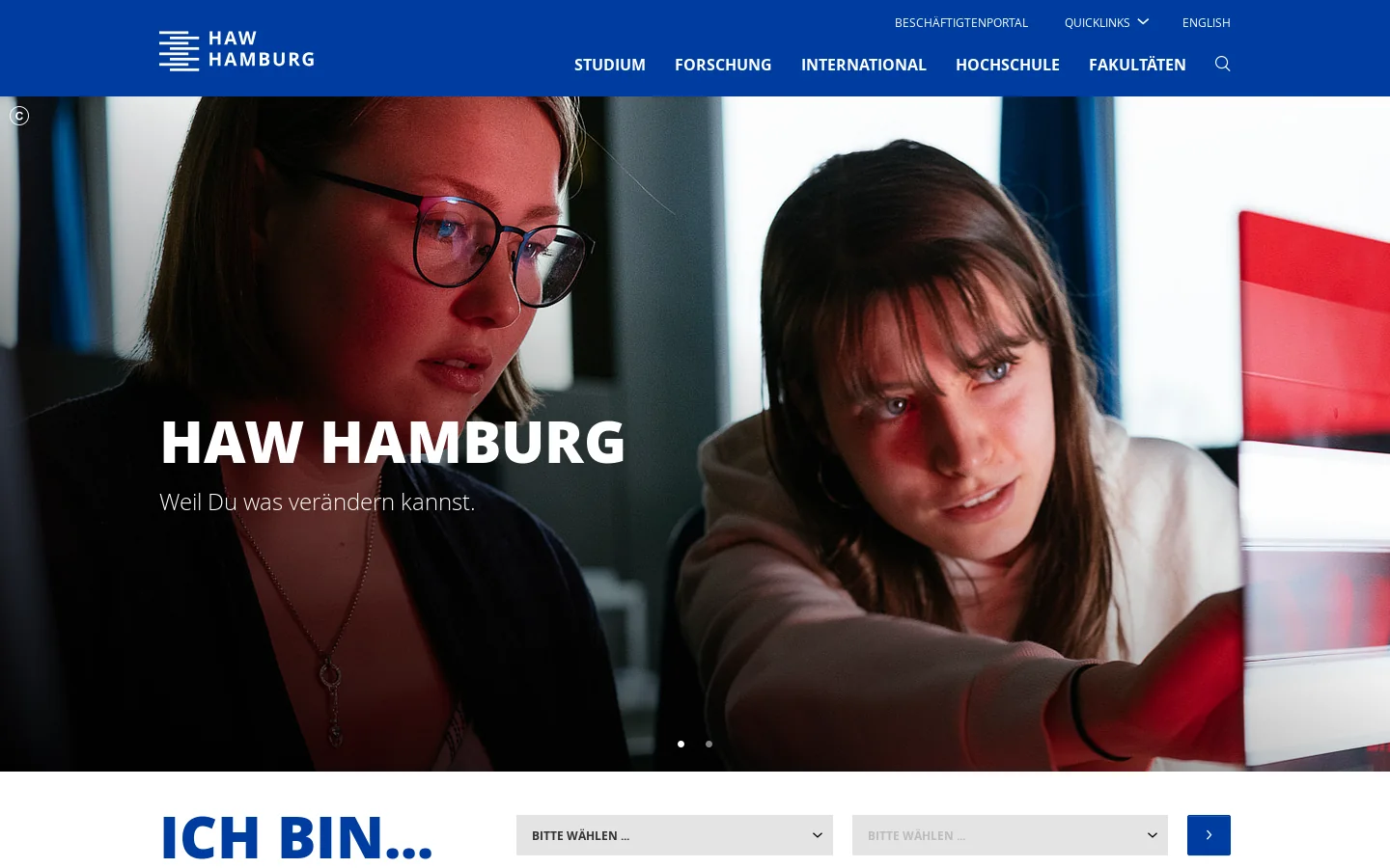 HAW-Hamburg 首页截图