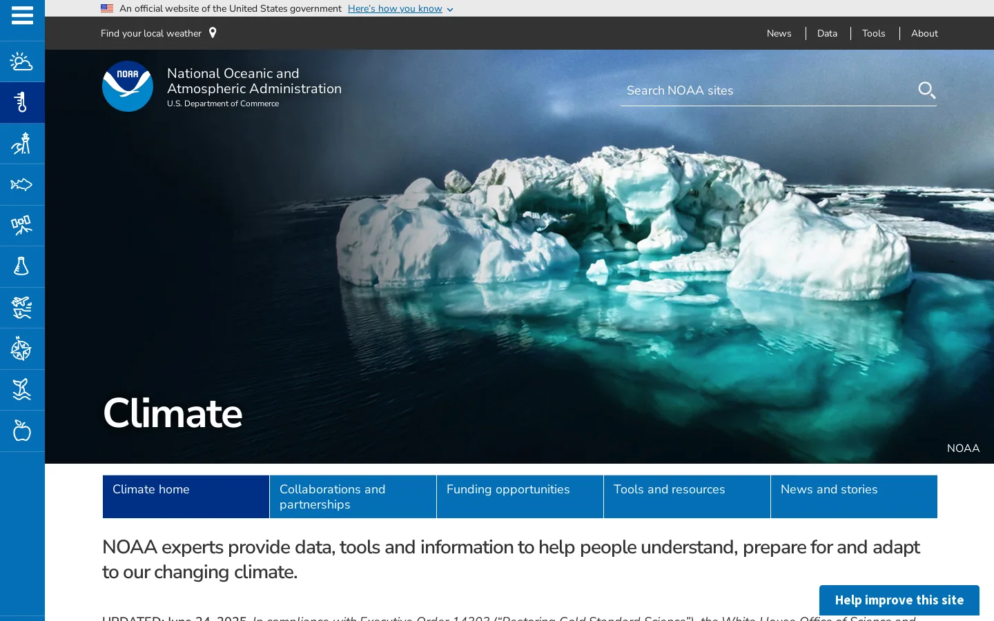climate.gov 首页截图