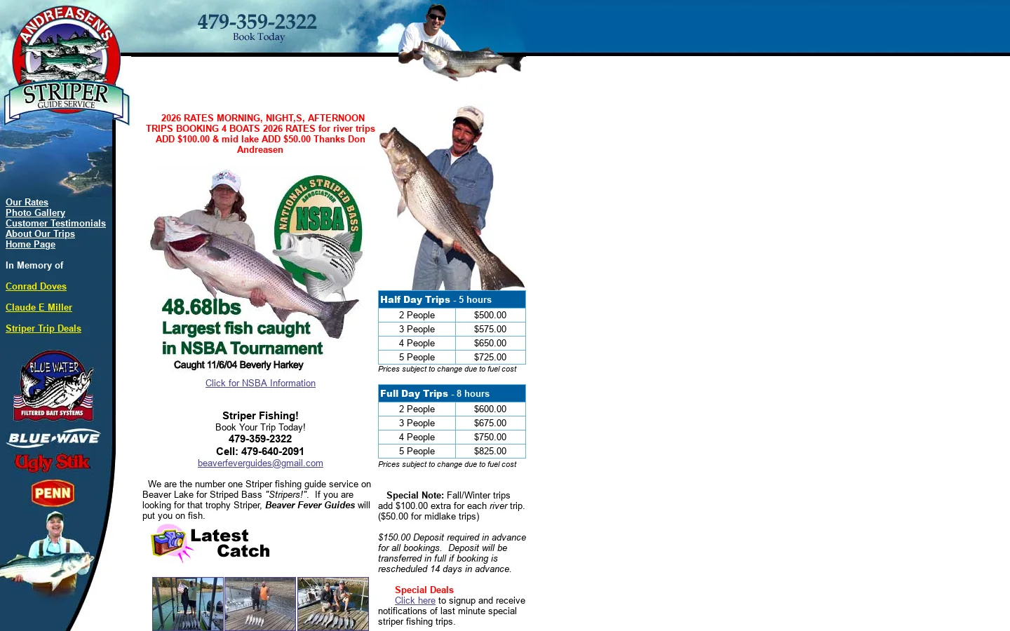 Beaver Lake Striper Guide - Beaver Lake Arkansas - Striper Fishing - Striped Bass Fishing Guides 首页截图
