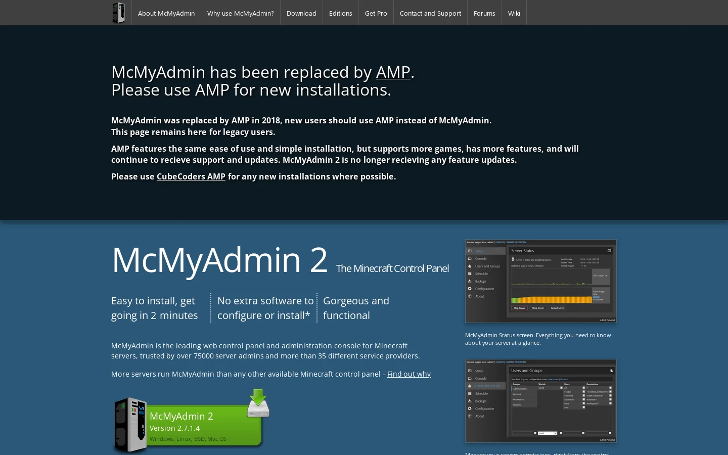 McMyAdmin 首页截图
