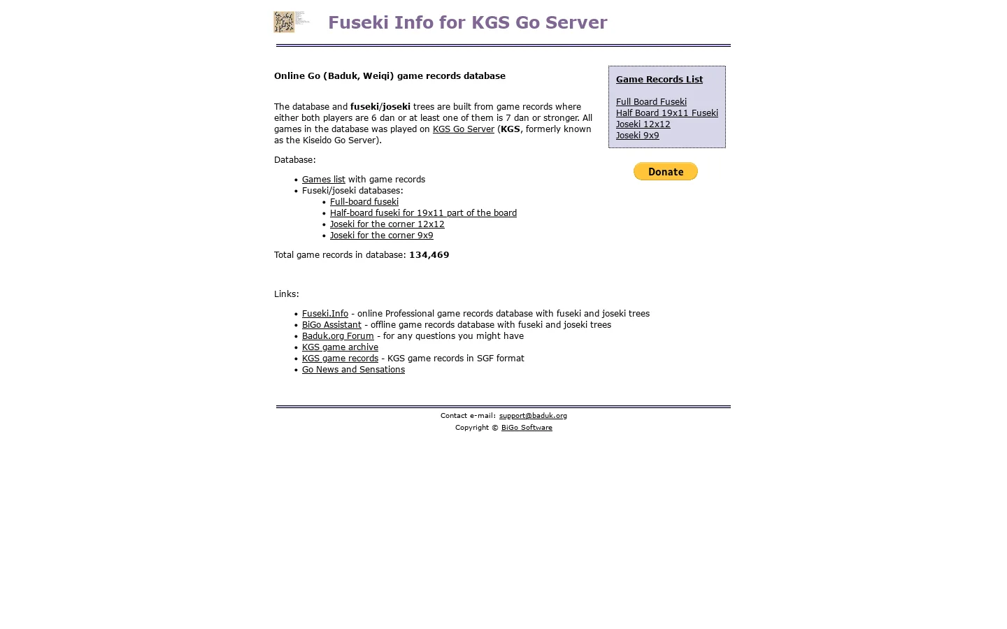 Fuseki Info for KGS Go Server - Home 首页截图