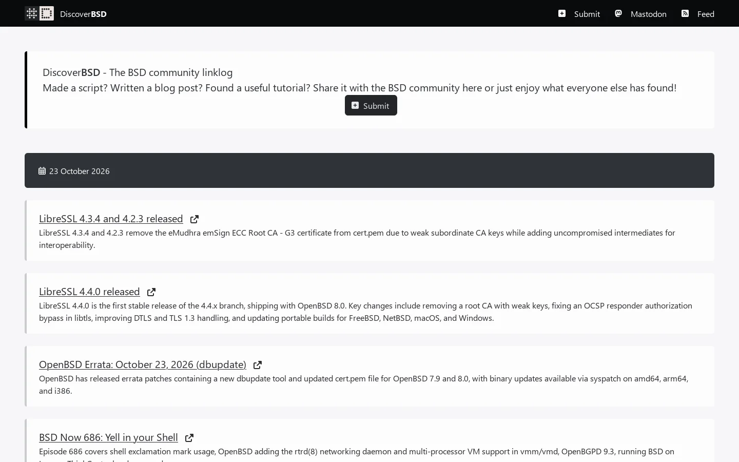 DiscoverBSD 首页截图