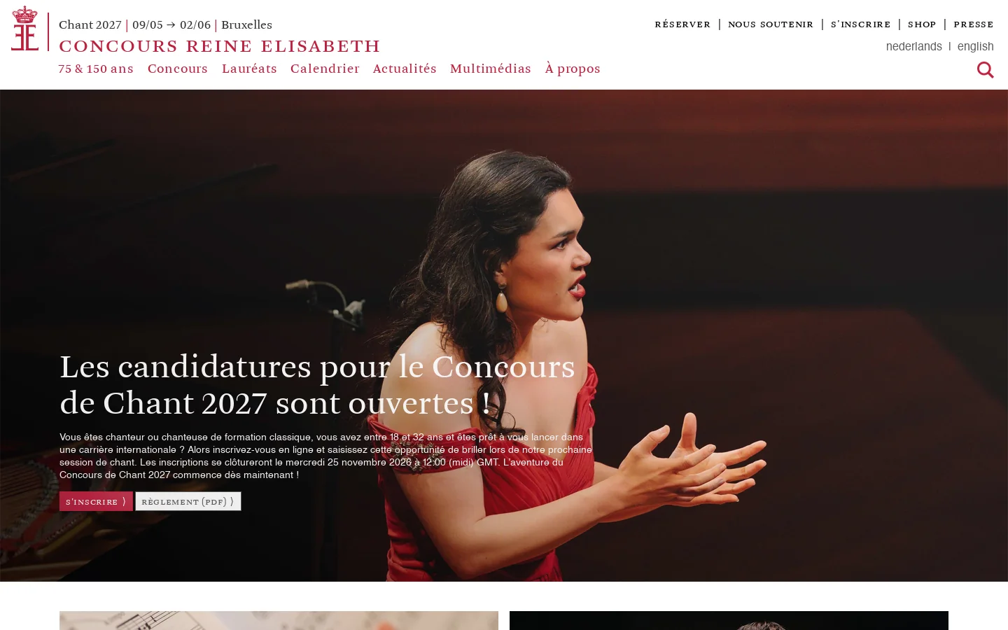 Concours Reine Elisabeth 首页截图