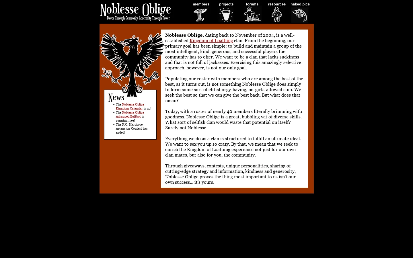 Noblesse Oblige 首页截图