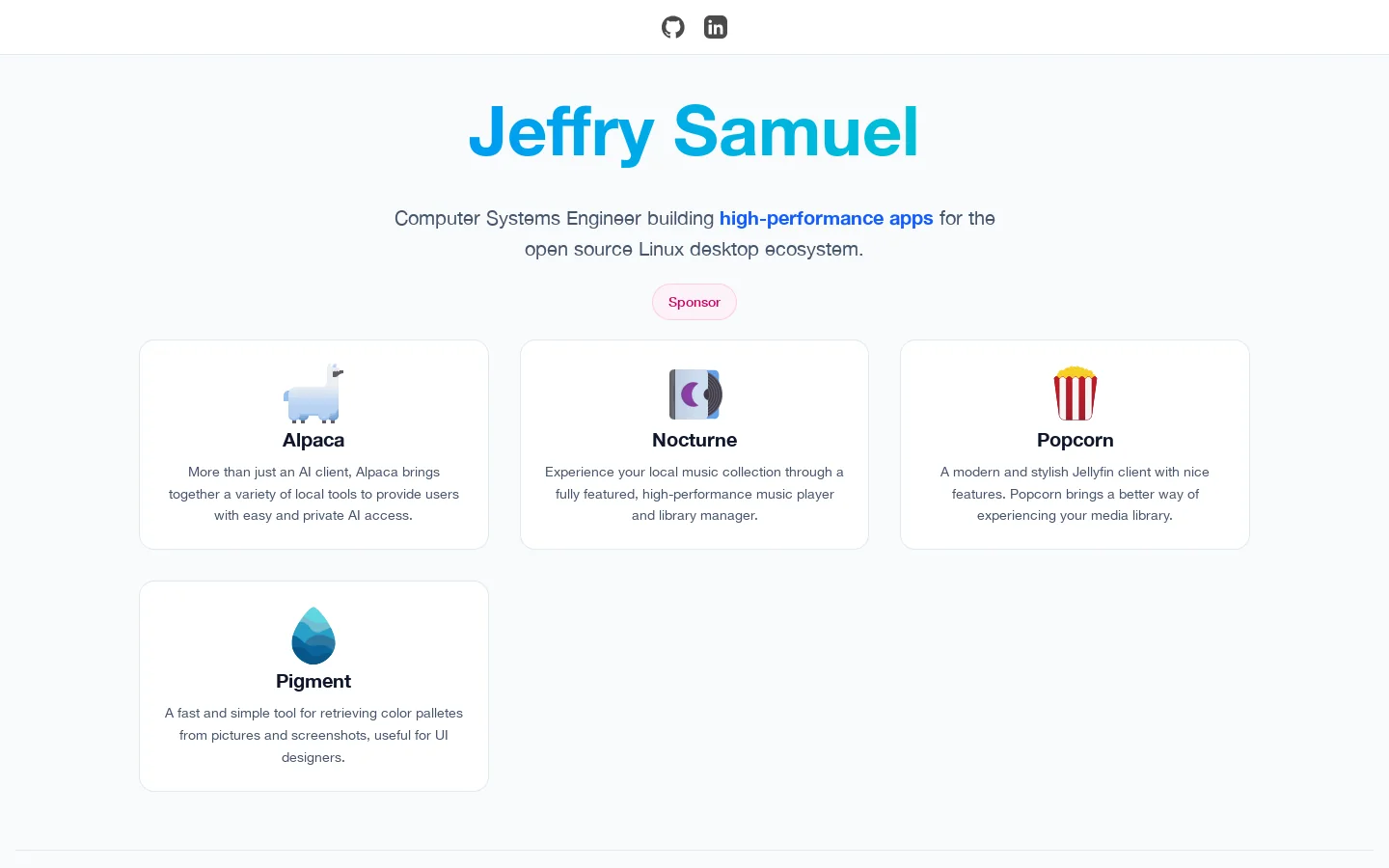 Jeffry Samuel 首页截图