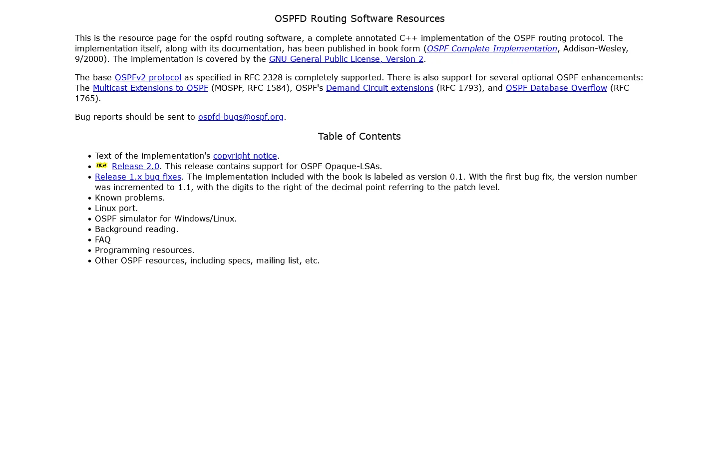 OSPFD Resource Page 首页截图