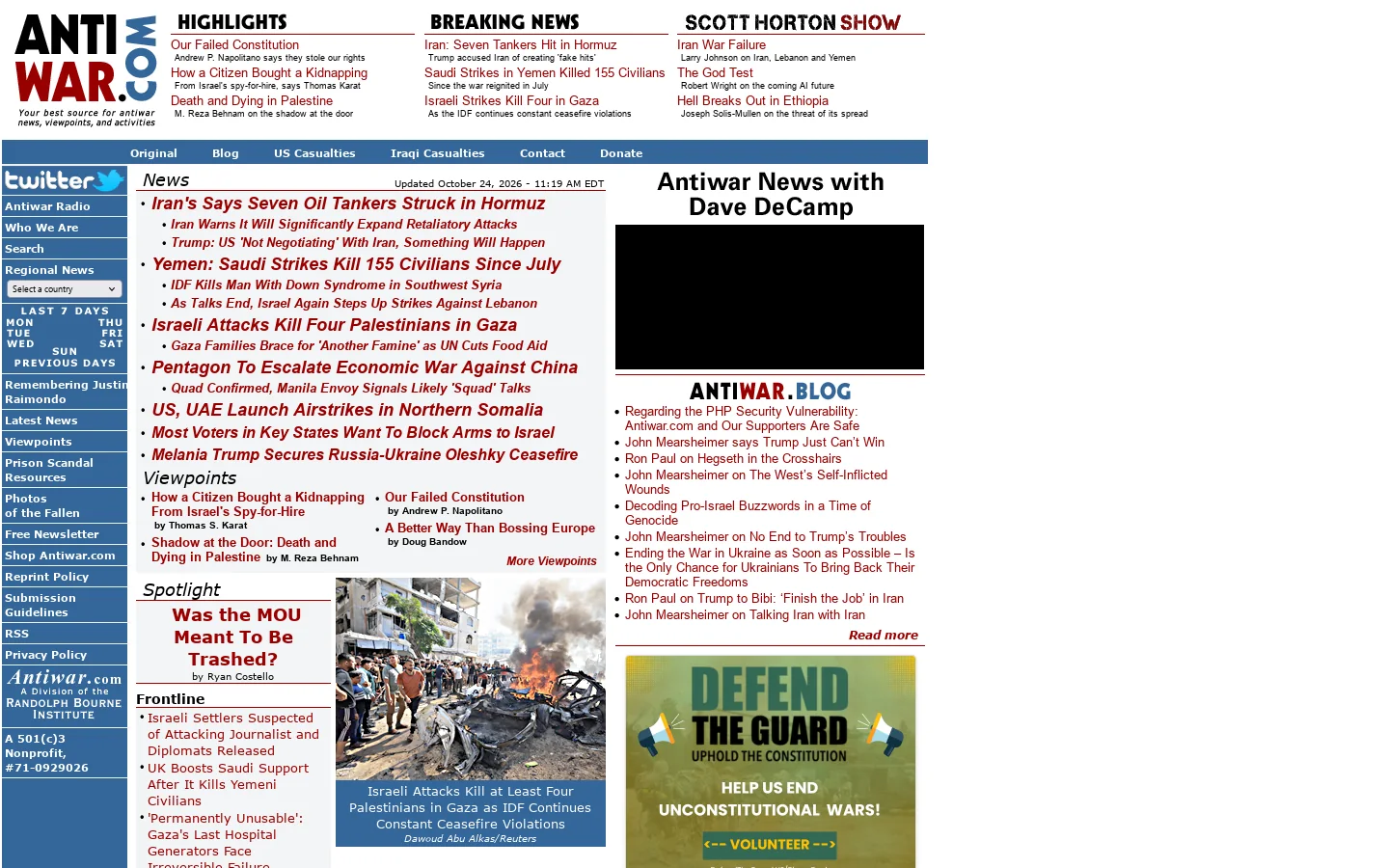 Antiwar.com 首页截图
