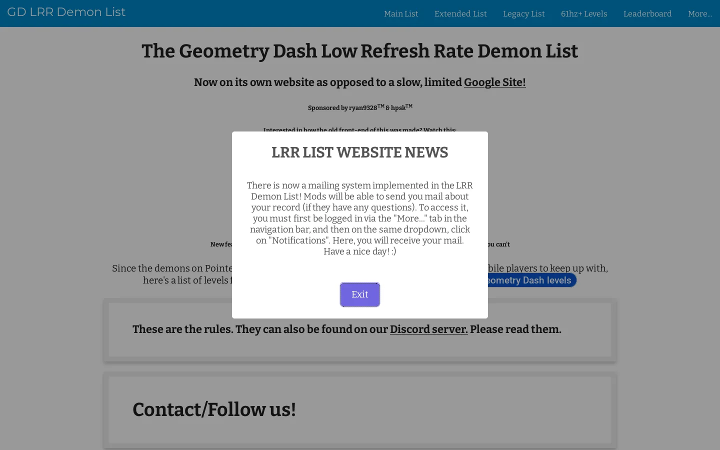 GD LRR Demon List 首页截图
