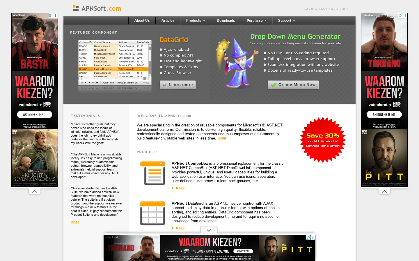 ASP.NET Menu, ASP.NET DataGrid, ASP.NET TreeView, Web Controls, components for ASP.NET, web development tools. 首页截图