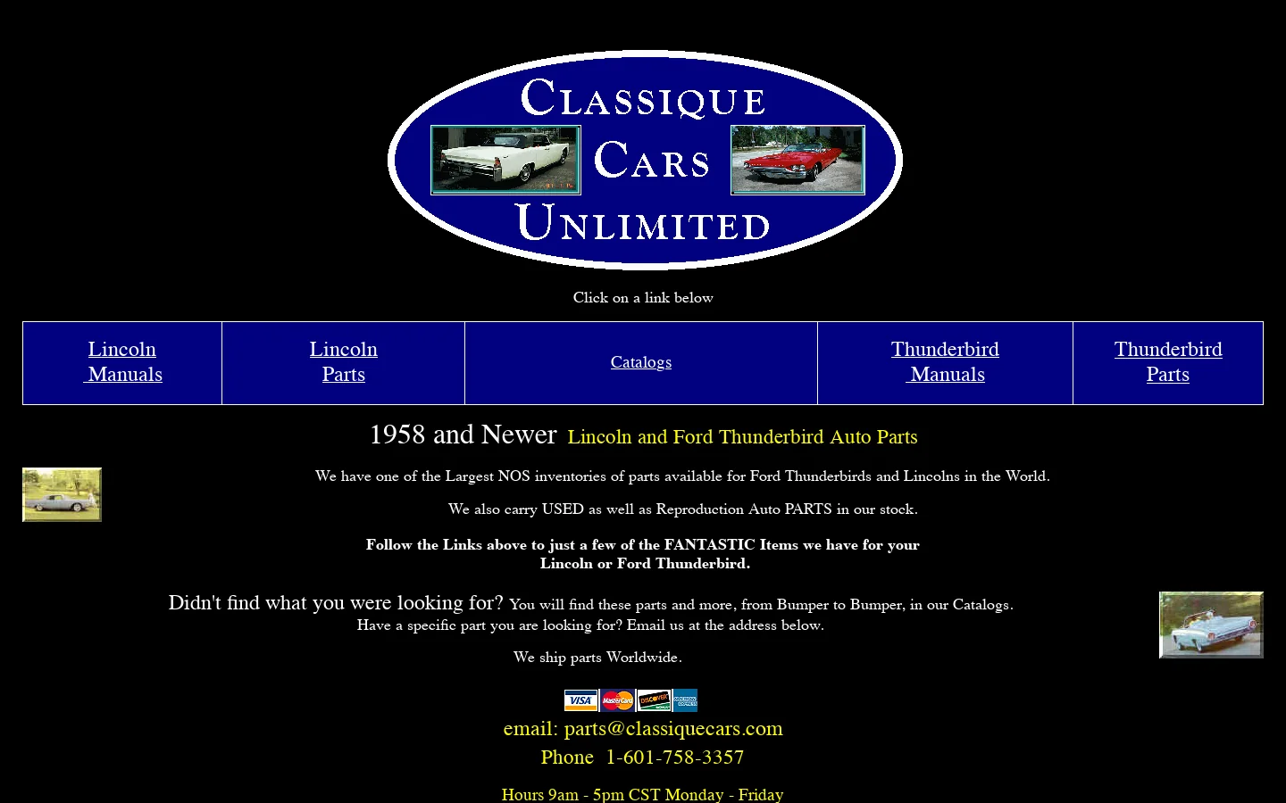 1958 and Newer Obsolete Lincoln Parts and Ford Thunderbird Parts Parts 首页截图