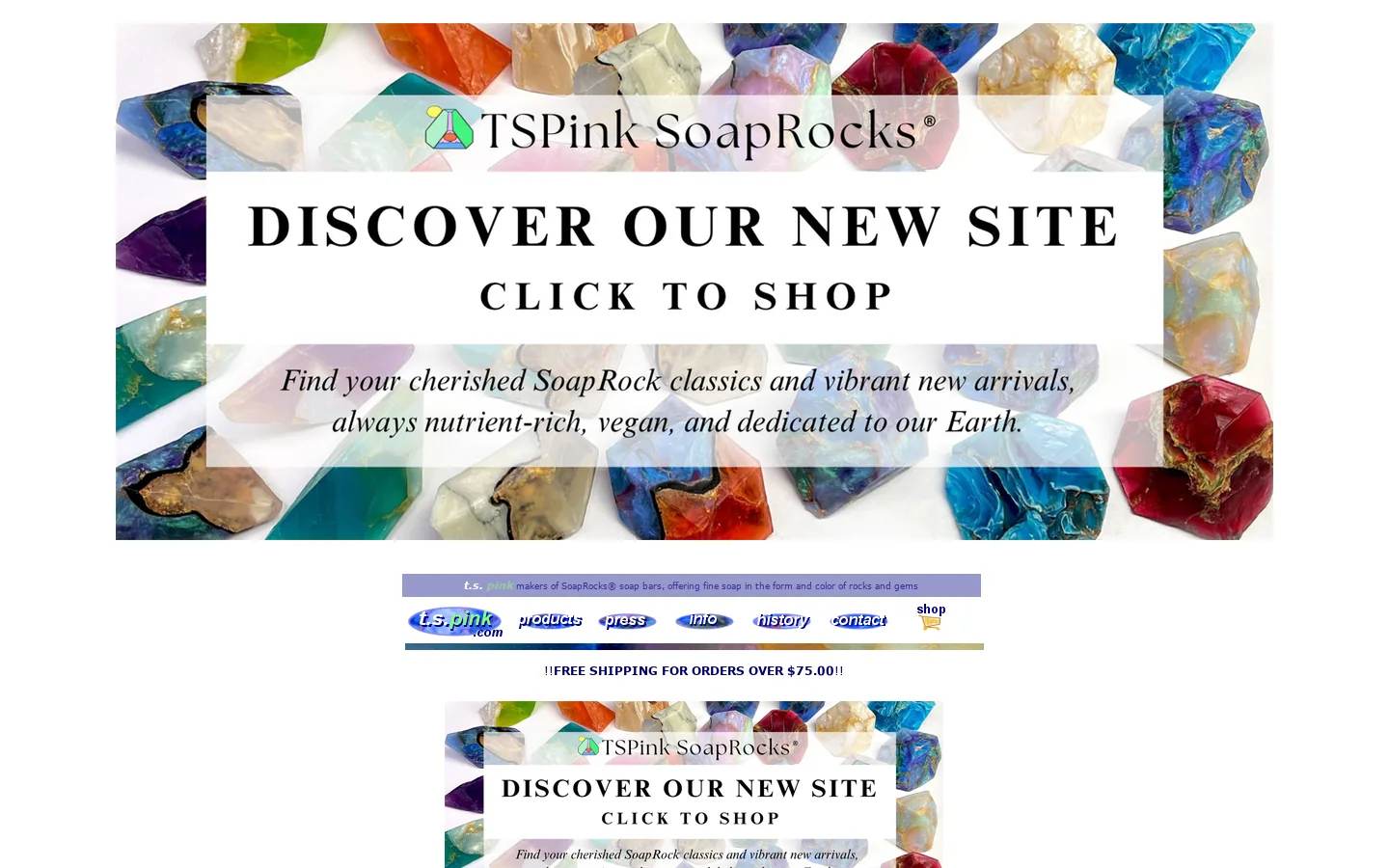 t.s.pink corp. Makers of soap rocks and other earthly treasures 首页截图