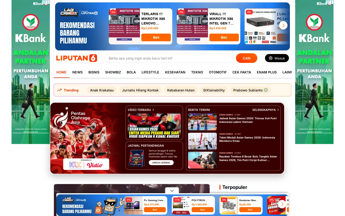 Liputan6.com 首页截图