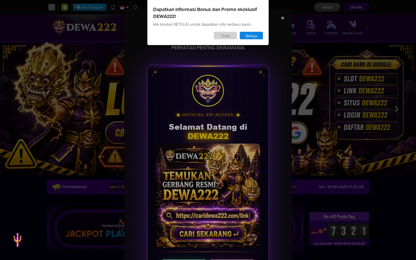 DEWA222 | Situs Gacor Viral Dewa Slot Gampang Menang Jp SLOT88 Sensasional 首页截图