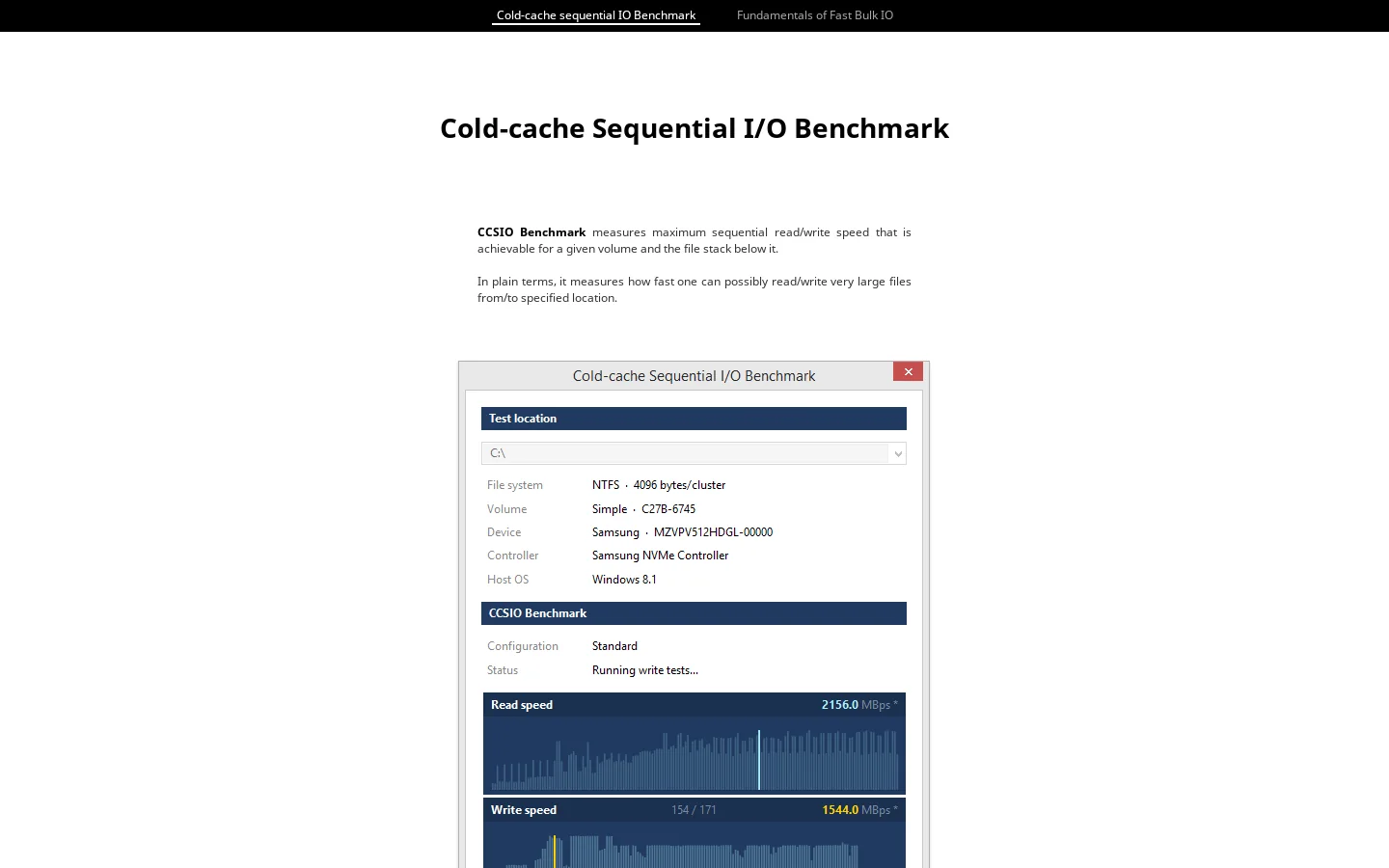 CCSIO Benchmark 首页截图