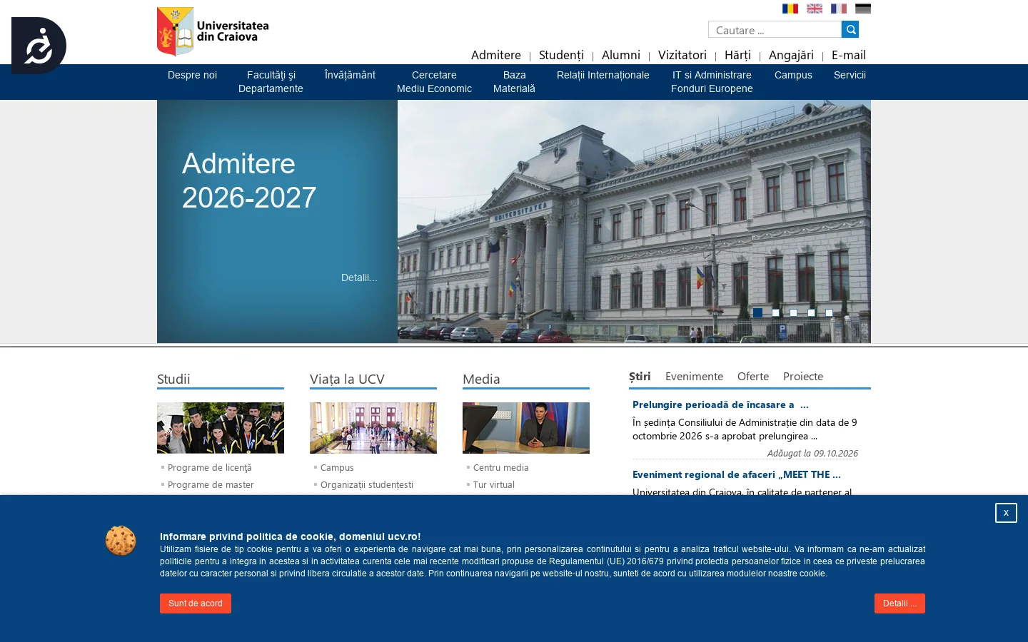 🎓 Universitatea din Craiova 首页截图