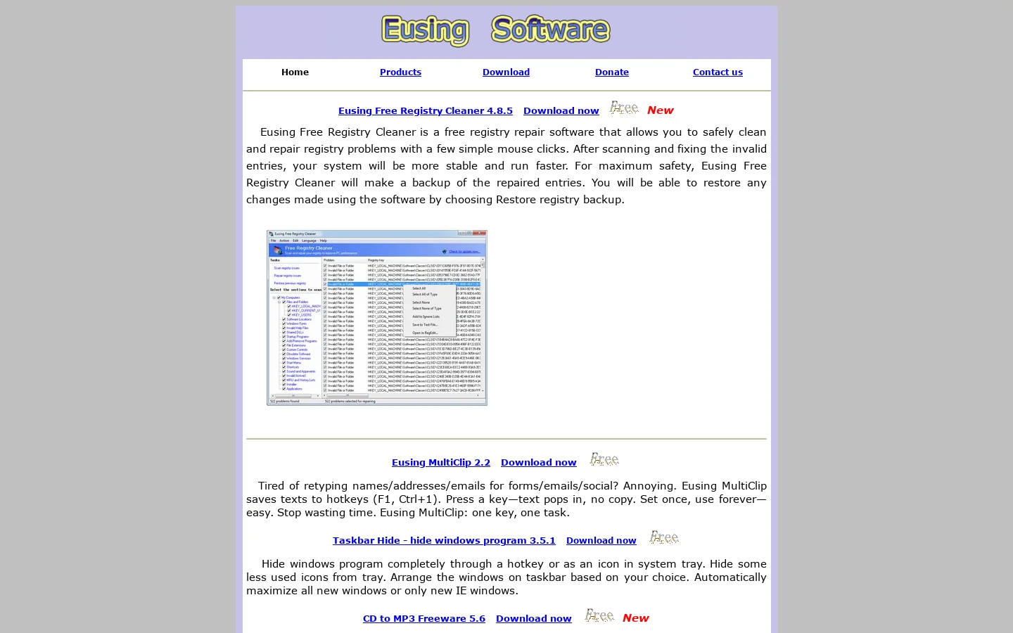 Eusing Software 首页截图