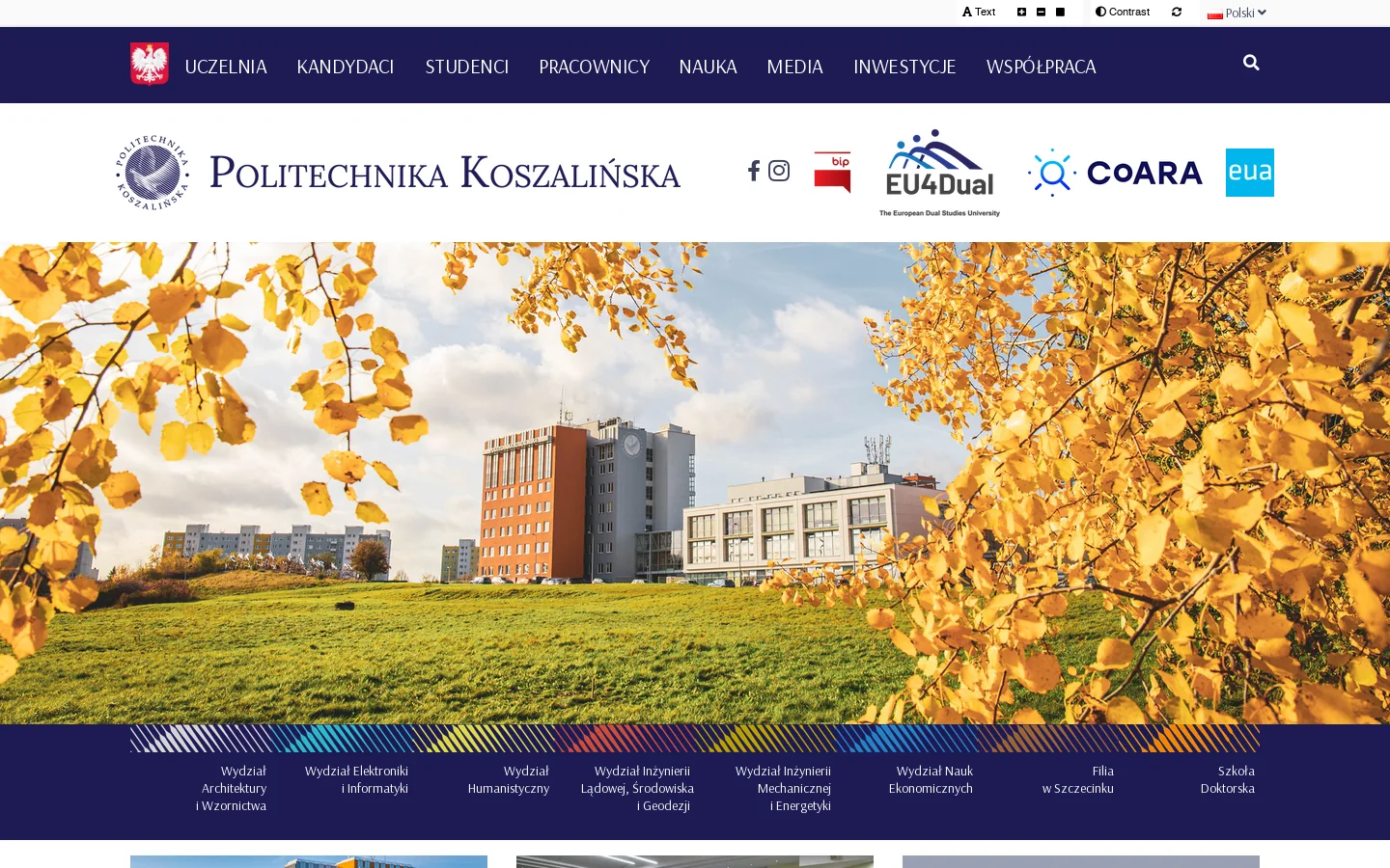 Politechnika Koszalińska 首页截图